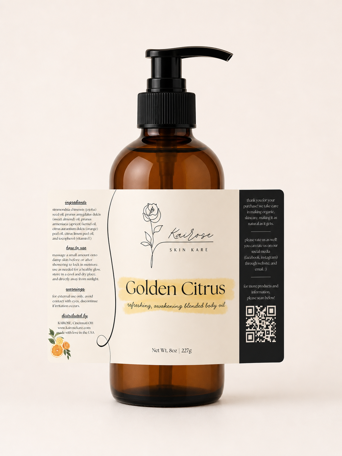 golden citrus blended body oil
