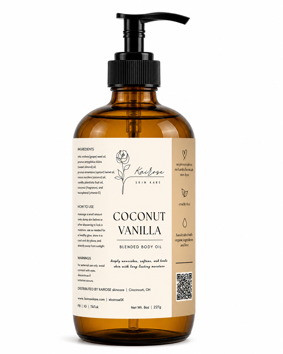coconut vanilla blended body oil
