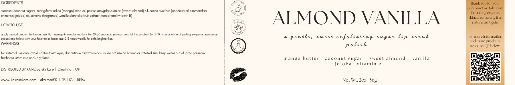 almond vanilla lip polish scrub