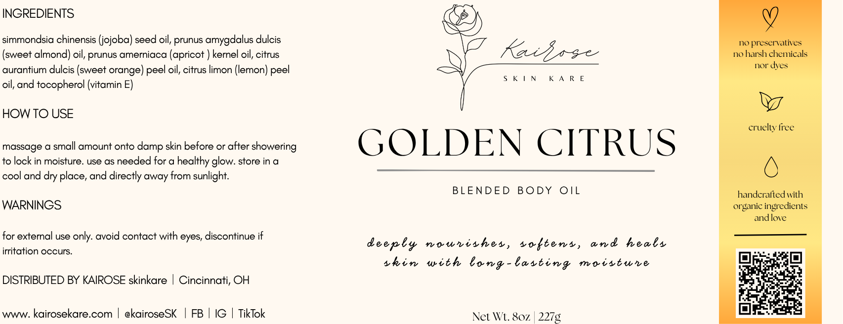 golden citrus blended body oil